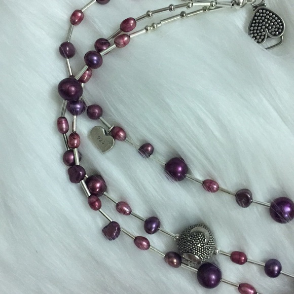 Silver and cultured pearl necklace - Picture 3 of 6